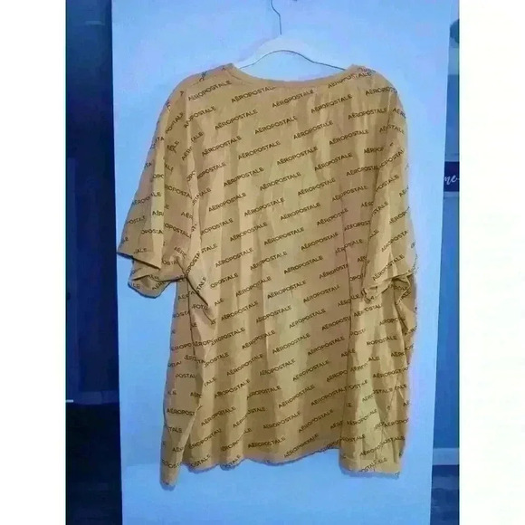 Aeropostale T Shirt Mens Size 4XL Mustard‎ Gold with Black Lettering EUC - Picture 3 of 5